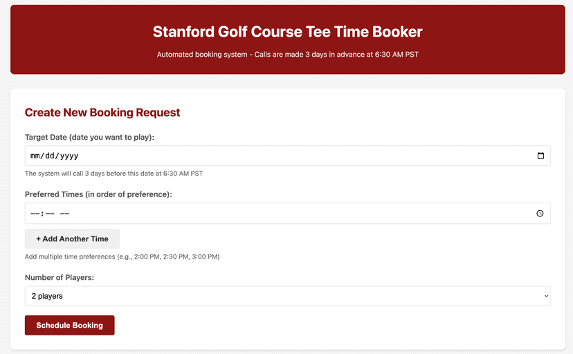 AI Agent Tee Time Caller preview