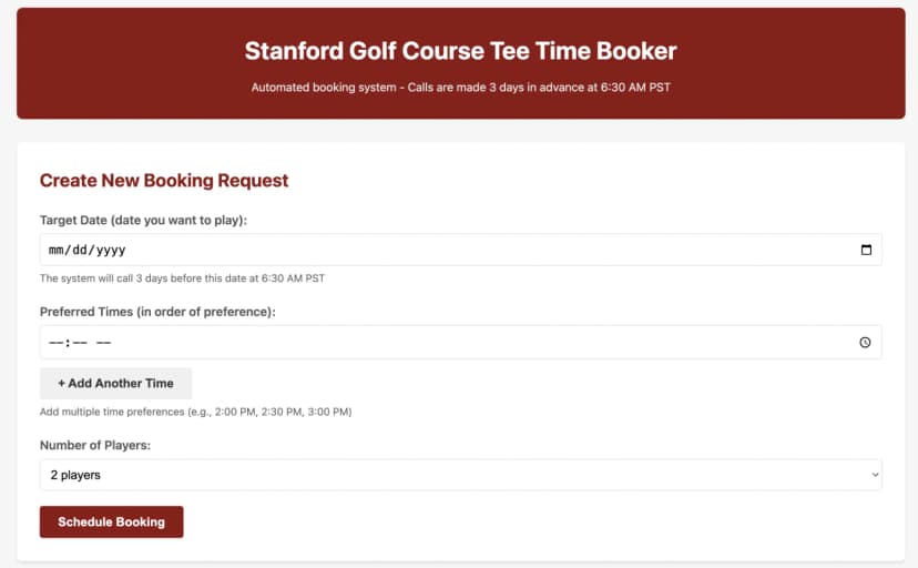 AI Agent Tee Time Caller preview